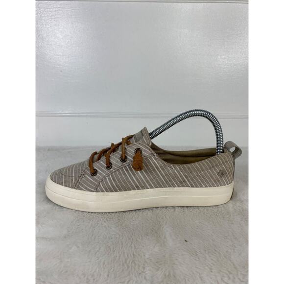 Sperry Womens Striped Canvas Sneakers Brown & White Size 6.5 - Picture 4 of 9